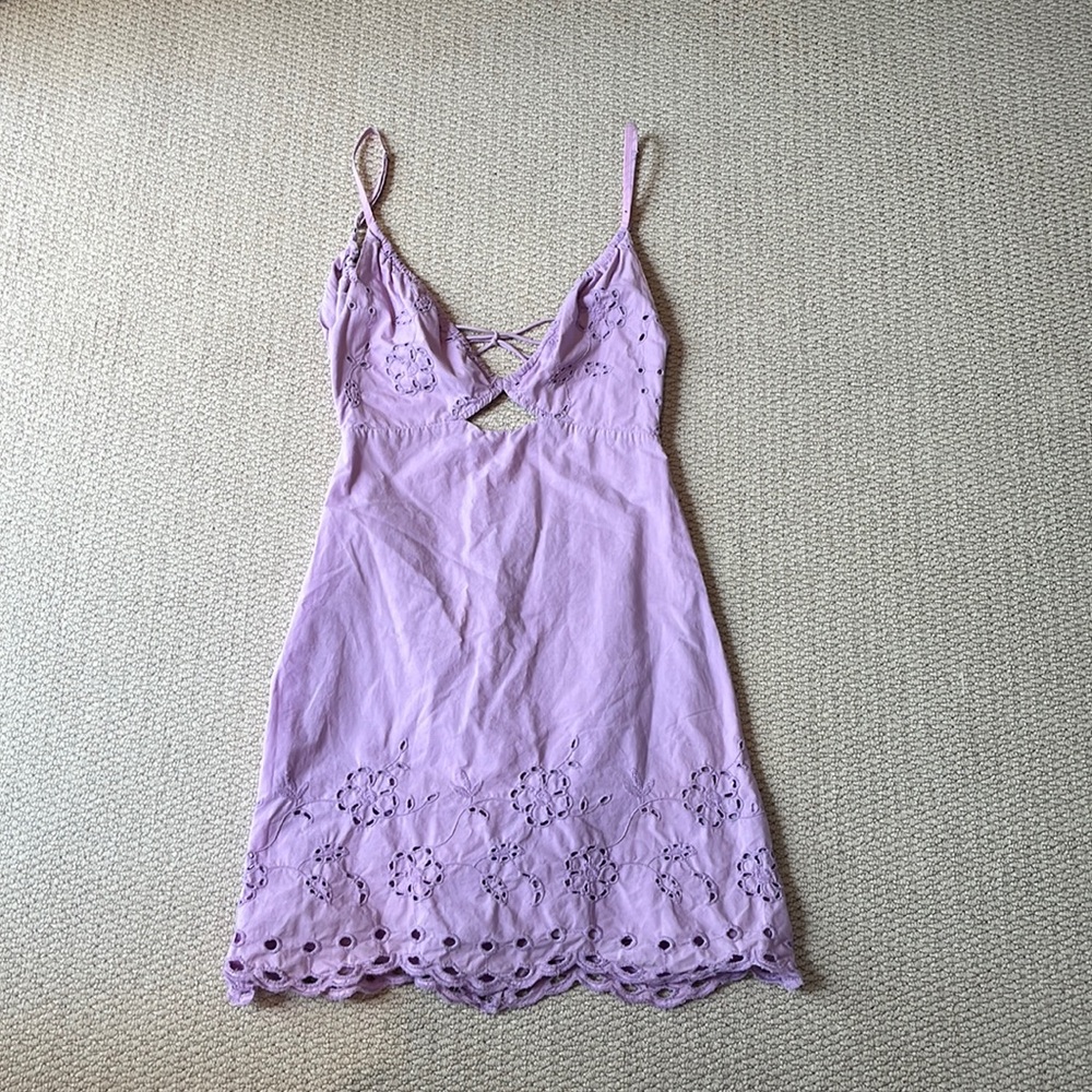 Beautiful Zara purple linen mini dress